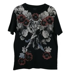 All Saints Distressed Black Floral T-Shirt EUC